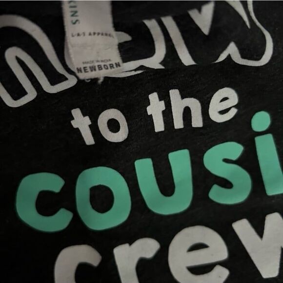 New to the Cousin Crew Newborn Bodysuit Graphic Onesie | Black | Cute Announceme - Picture 2 of 2